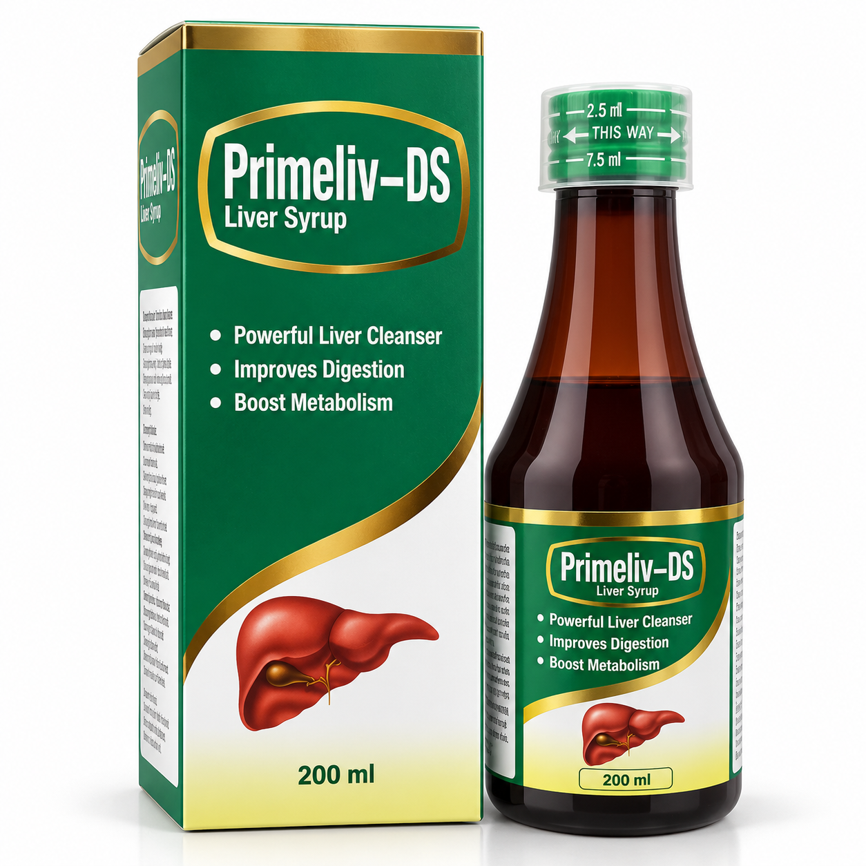 Primeliv-DS Liver Syrup 200 ml bottle and box